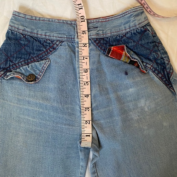 Super Cute Vintage 70s Distressed XXS 22” “What’s In a Name?” Bell Bottom Jeans - Picture 16 of 16